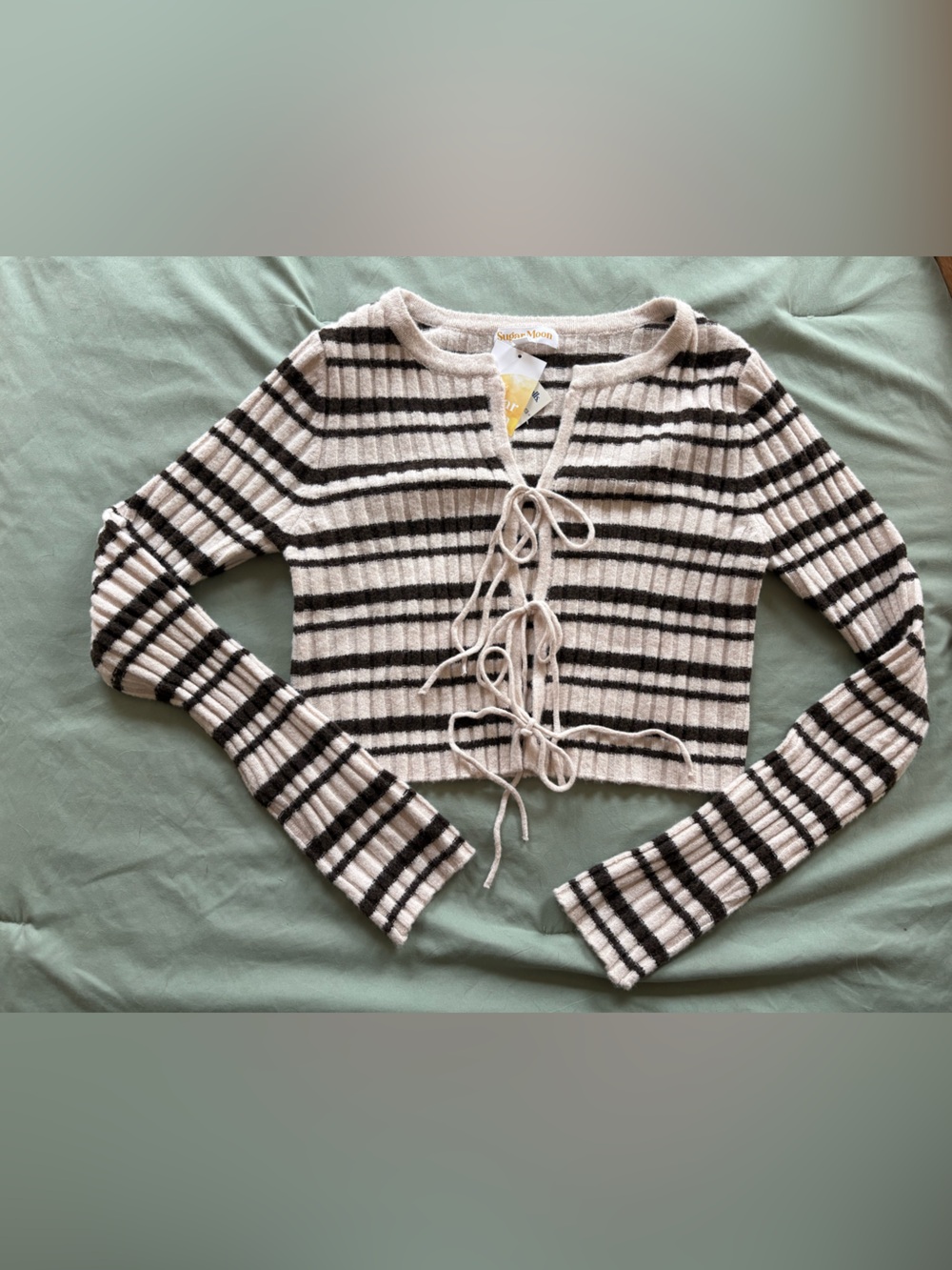 Brand new - Cream & Brown stripped tie sweater - Picture 1 of 2